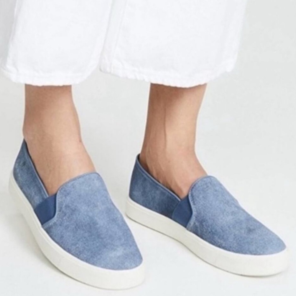 Vince Women’s Blair Slip On Sneakers Indigo Blue Size 6.5 Suede Leather Designer